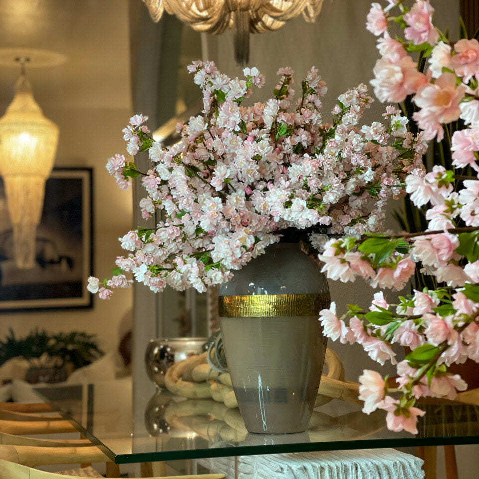 Goddess Vase with Pink Cherry Blossom Flowers