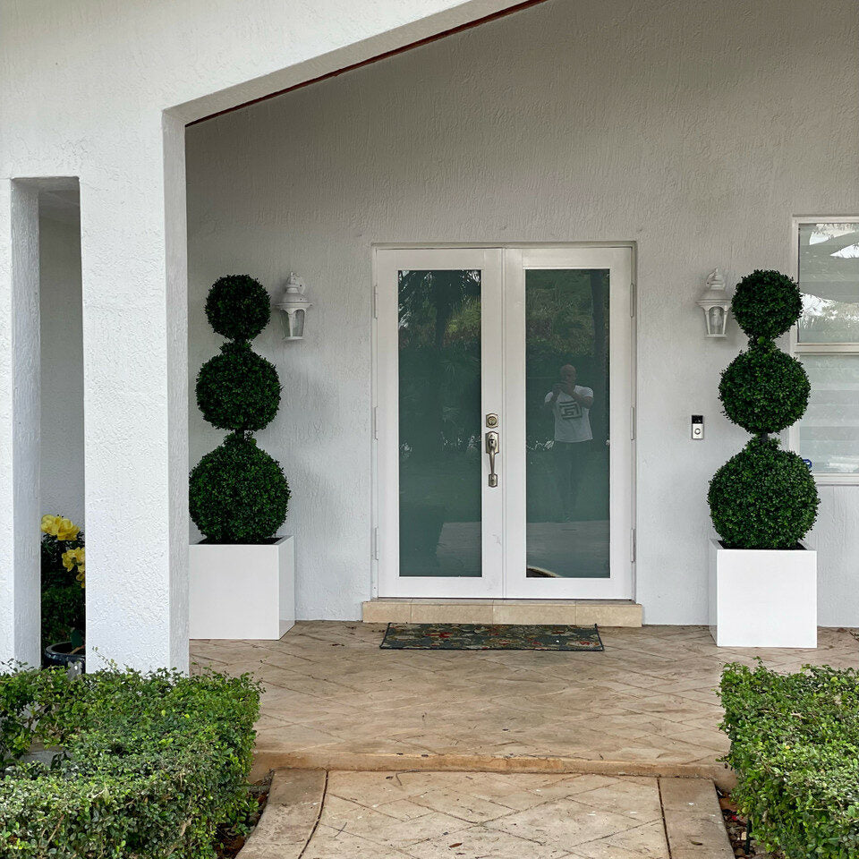 Triple Ball Topiary with Large Base Fibreglass Pot