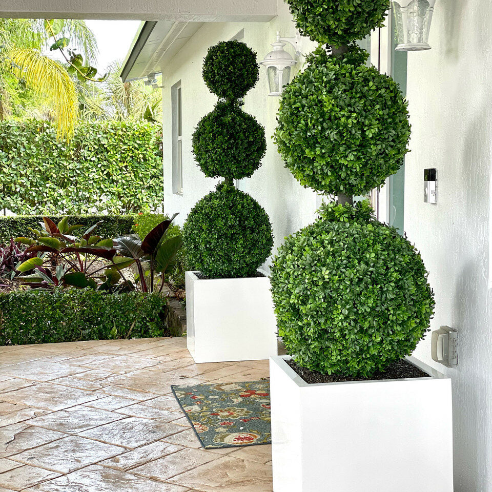 Triple Ball Topiary with Large Base Fibreglass Pot