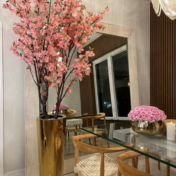 Large Cherry Blossom Tree in Gold Pot