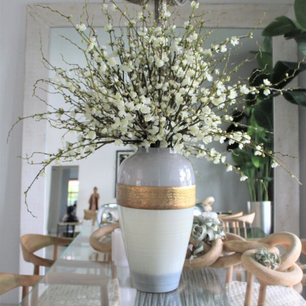 Goddess Vase with Cherry Blossom Branches.